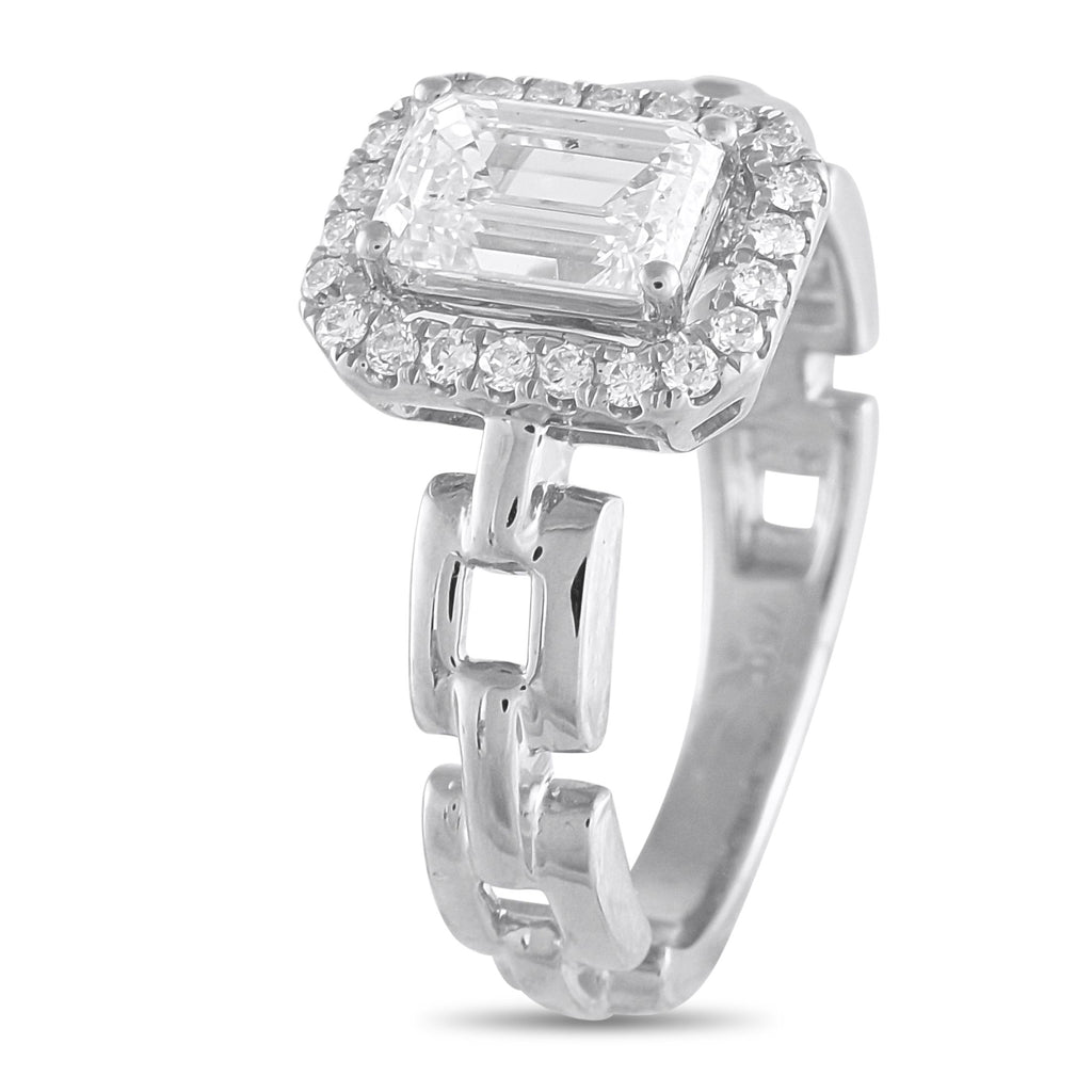 Exclusive 18K White Gold 1.25ct Diamond Square Link Ring