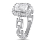 Exclusive 18K White Gold 1.25ct Diamond Square Link Ring
