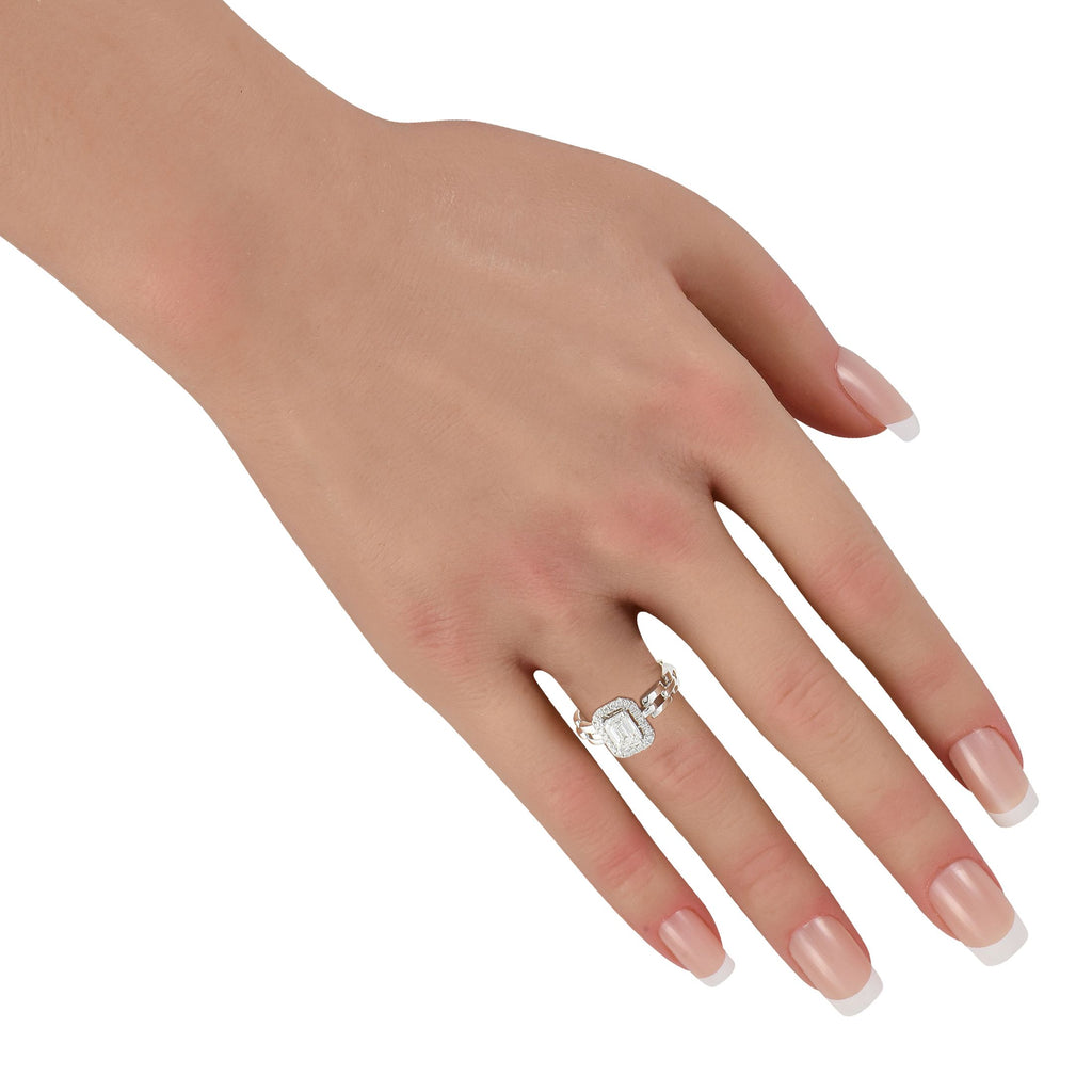 Exclusive 18K White Gold 1.25ct Diamond Square Link Ring