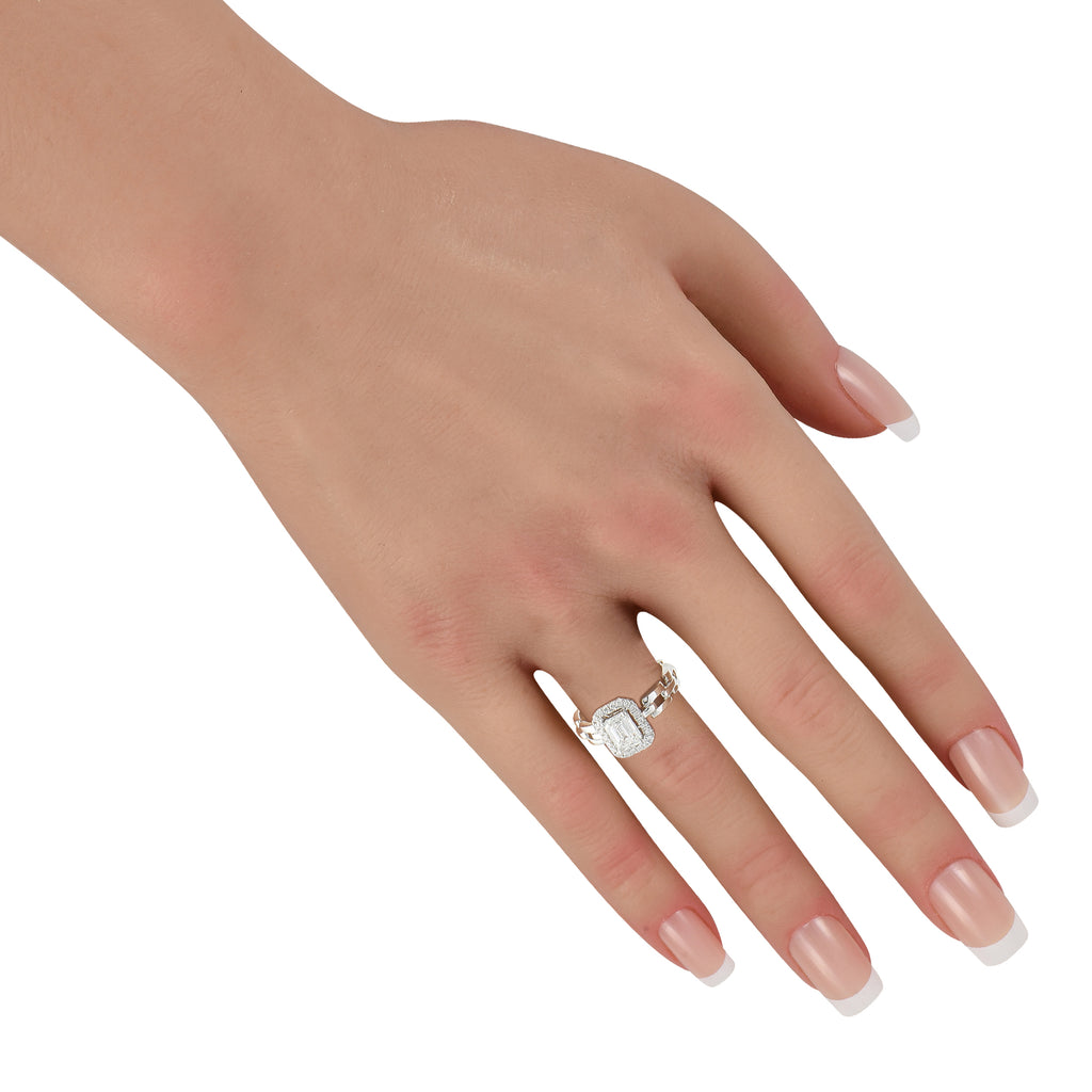 18K White Gold 1.25ct Diamond Square Link Ring