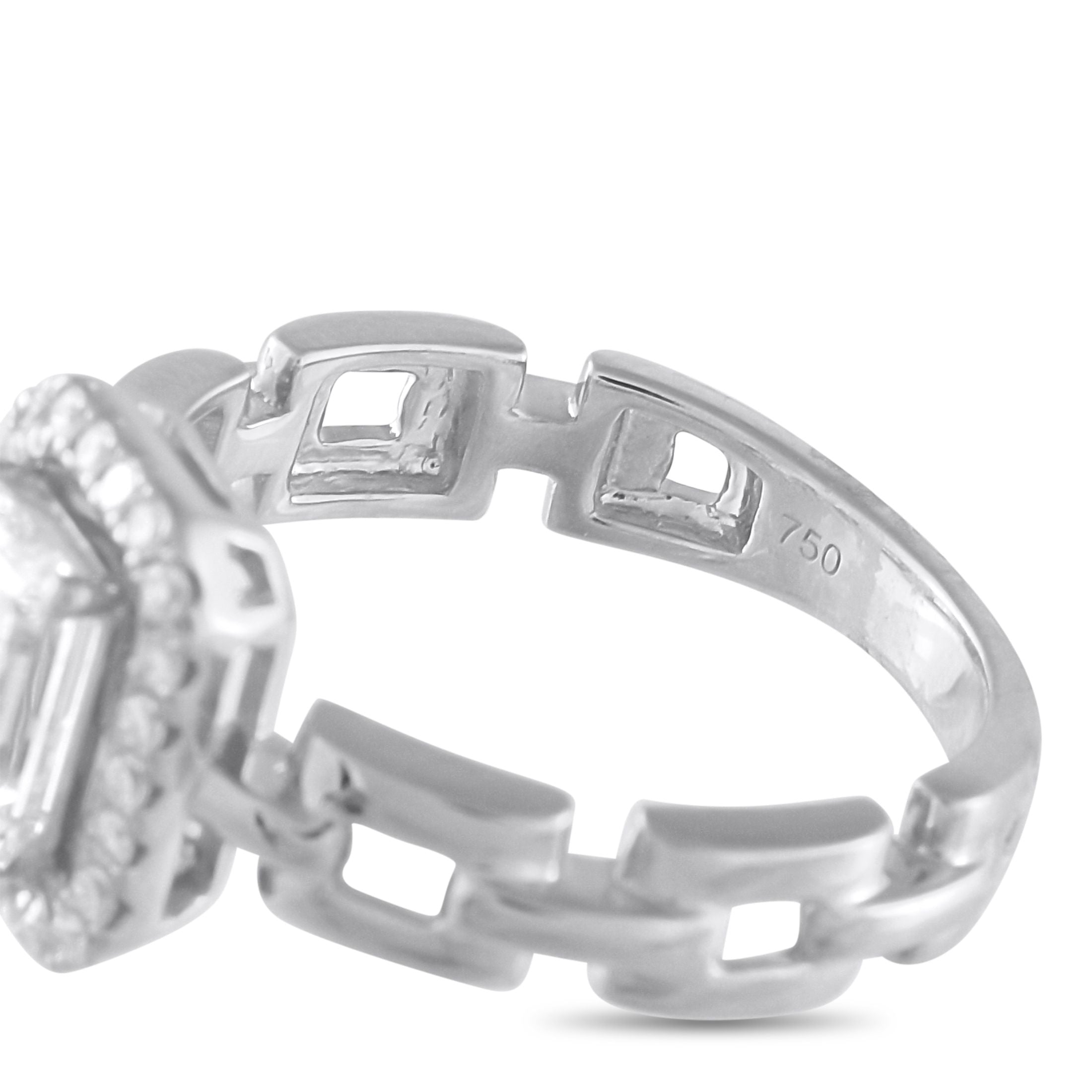 Exclusive 18K White Gold 1.25ct Diamond Square Link Ring