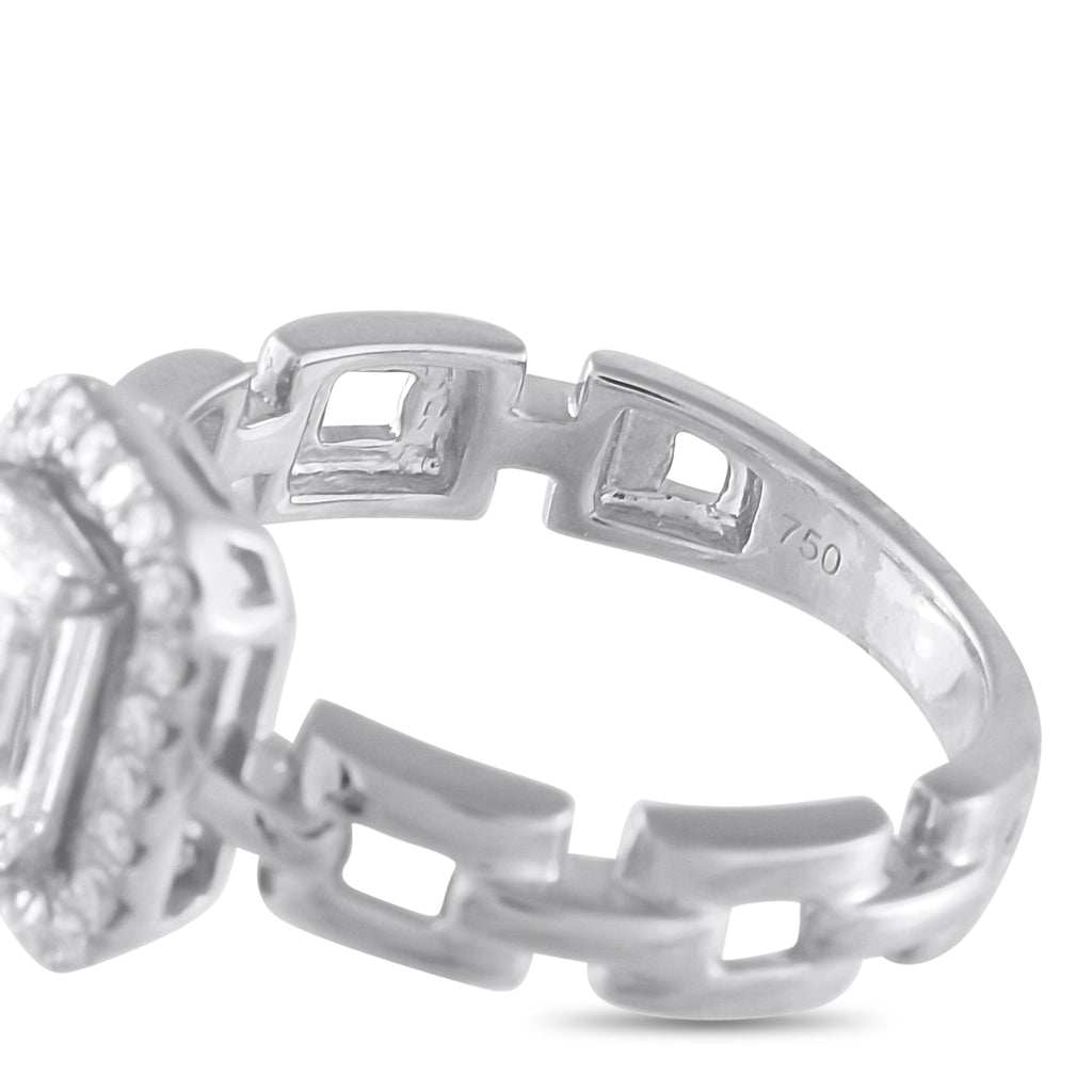 18K White Gold 1.25ct Diamond Square Link Ring