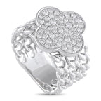 Exclusive 18K White Gold 0.70ct Diamond Ring – A classic quatrefoil motif serves as a stunning focal point on this exquisite 