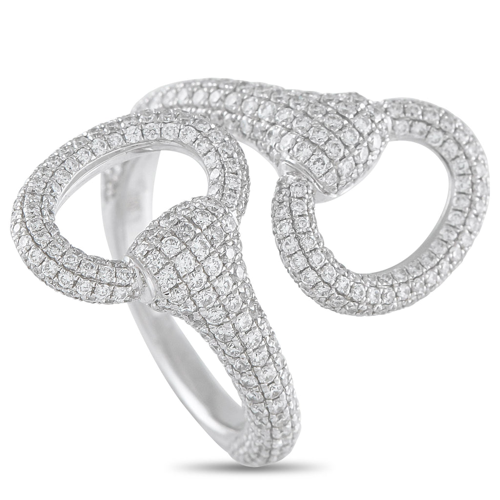 Exclusive 18K White Gold 2.10ct Diamond Ring – A classic horsebit motif gets an elevated upgrade on this exquisite ring