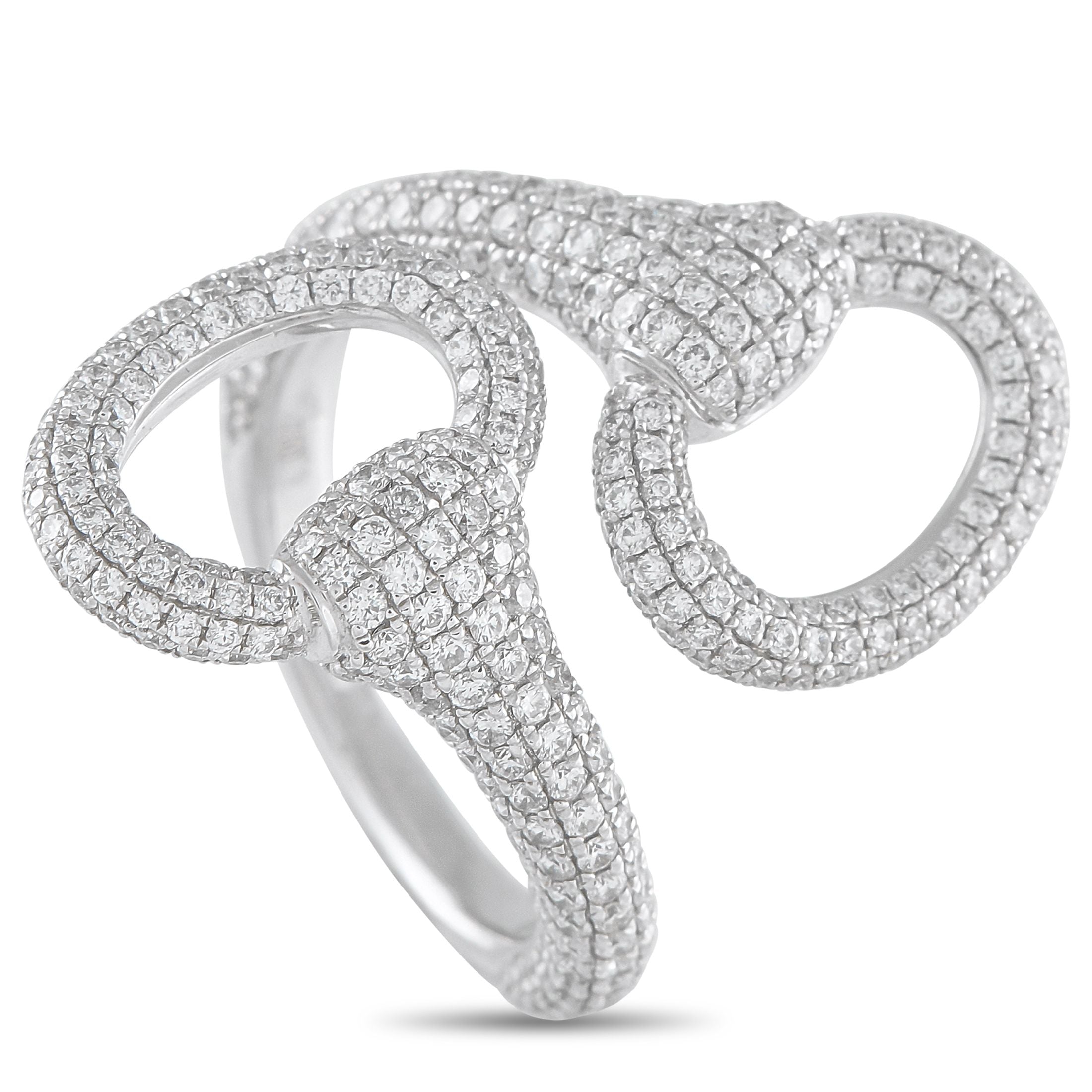 Exclusive 18K White Gold 2.10ct Diamond Ring – A classic horsebit motif gets an elevated upgrade on this exquisite ring