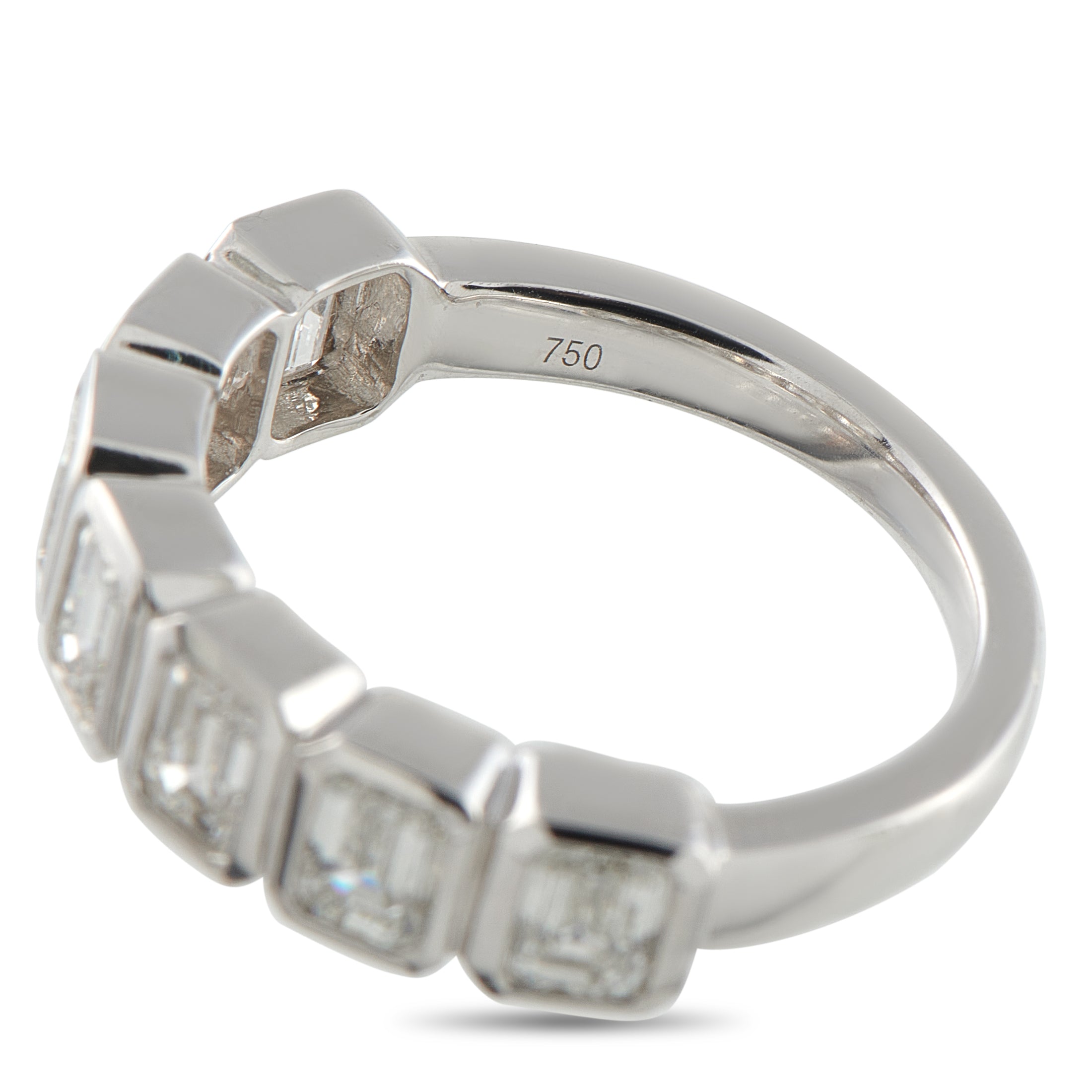18K White Gold 1.75ct Diamond Emerald-Cut 7-Stone Ring