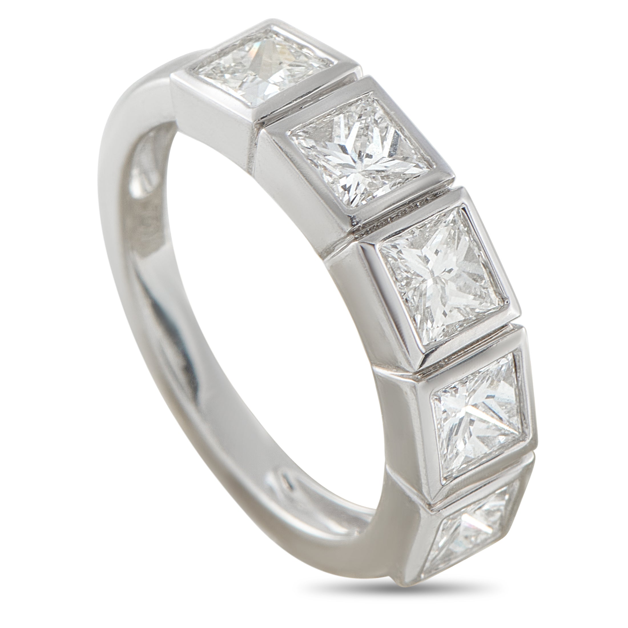 18K White Gold 1.80ct Diamond Princess-Cut 5-Stone Ring