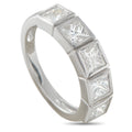 18K white gold princess-cut five-stone diamond ring, rectangular stones in a row