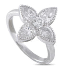 18K White Gold 1.40ct Diamond Four Petal Flower Ring