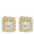 18K Yellow Gold 1.37ct Diamond Square Stud Earrings