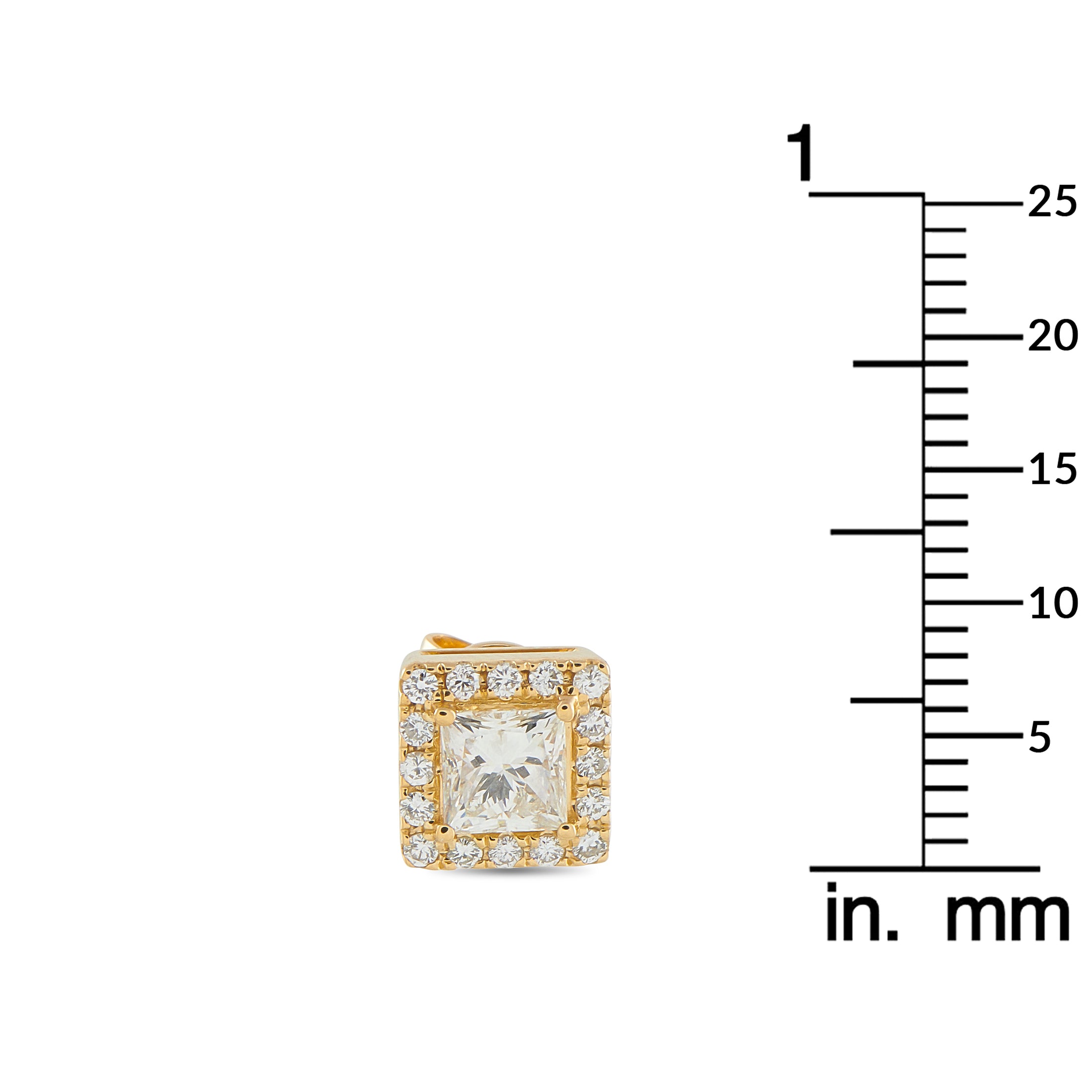 18K Yellow Gold 1.37ct Diamond Square Stud Earrings