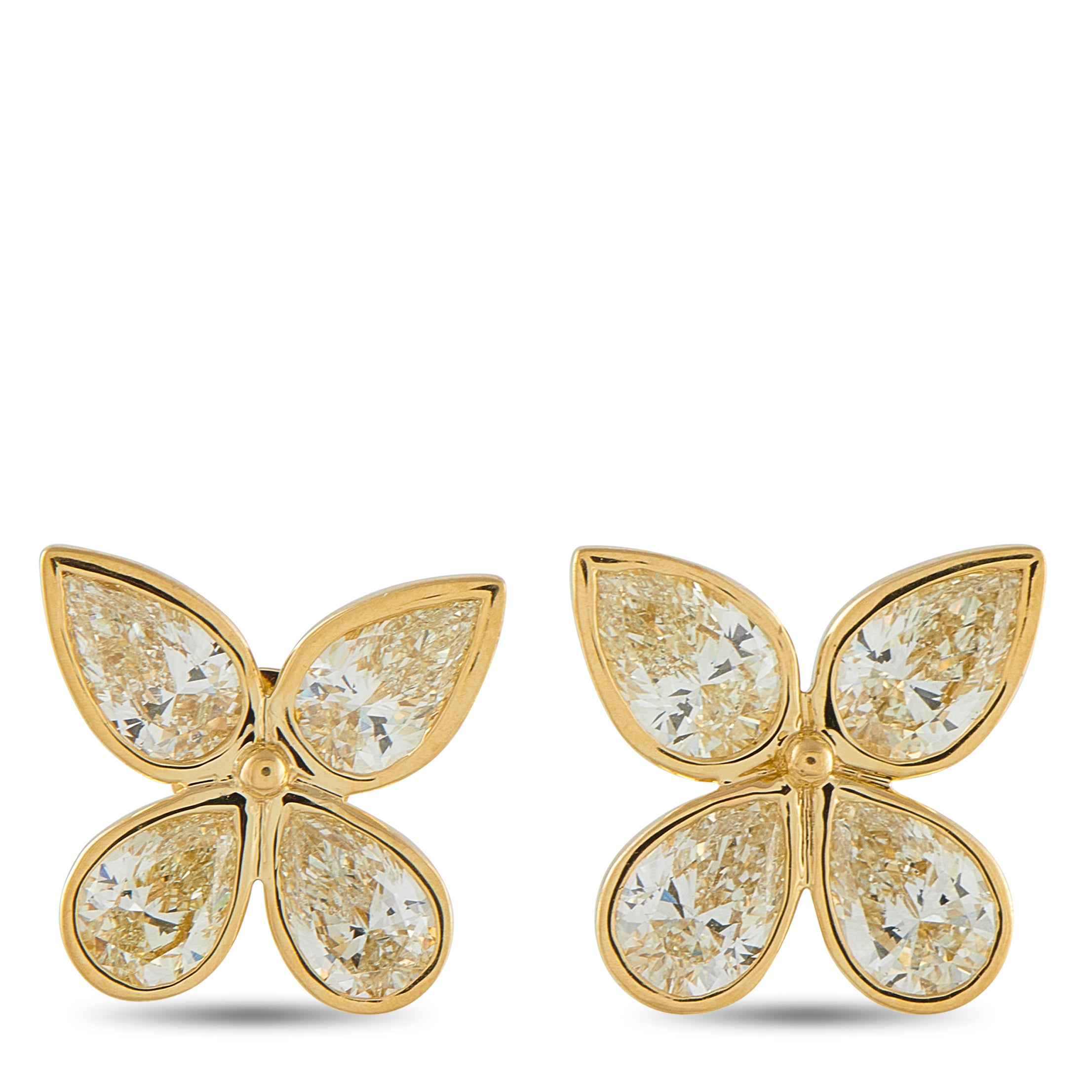 Exclusive 18K Yellow Gold 3.30ct Diamond Earrings – Curved lines and a classic sense of style make these earrings incredibly 