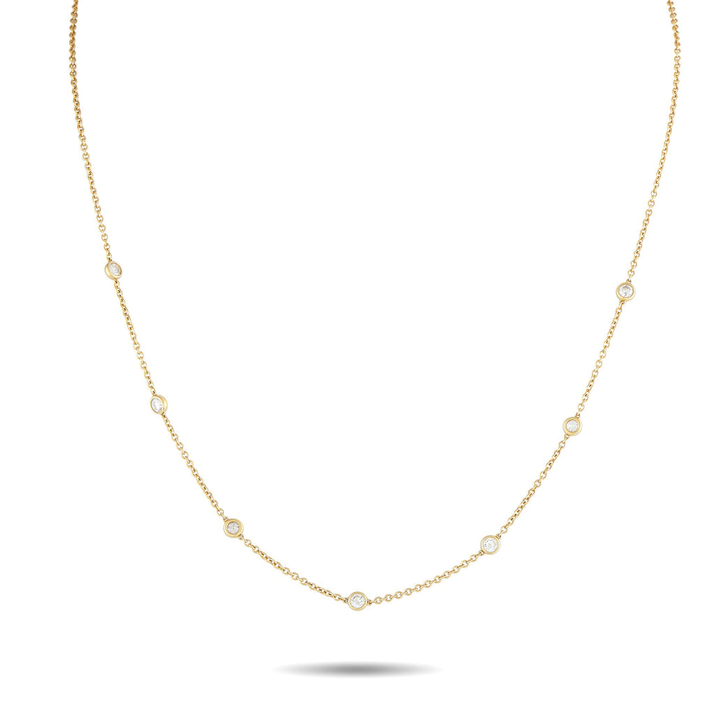 Exclusive 18K Yellow Gold 0.75ct Diamond Station Necklace – This necklace is stylish and sophisticated