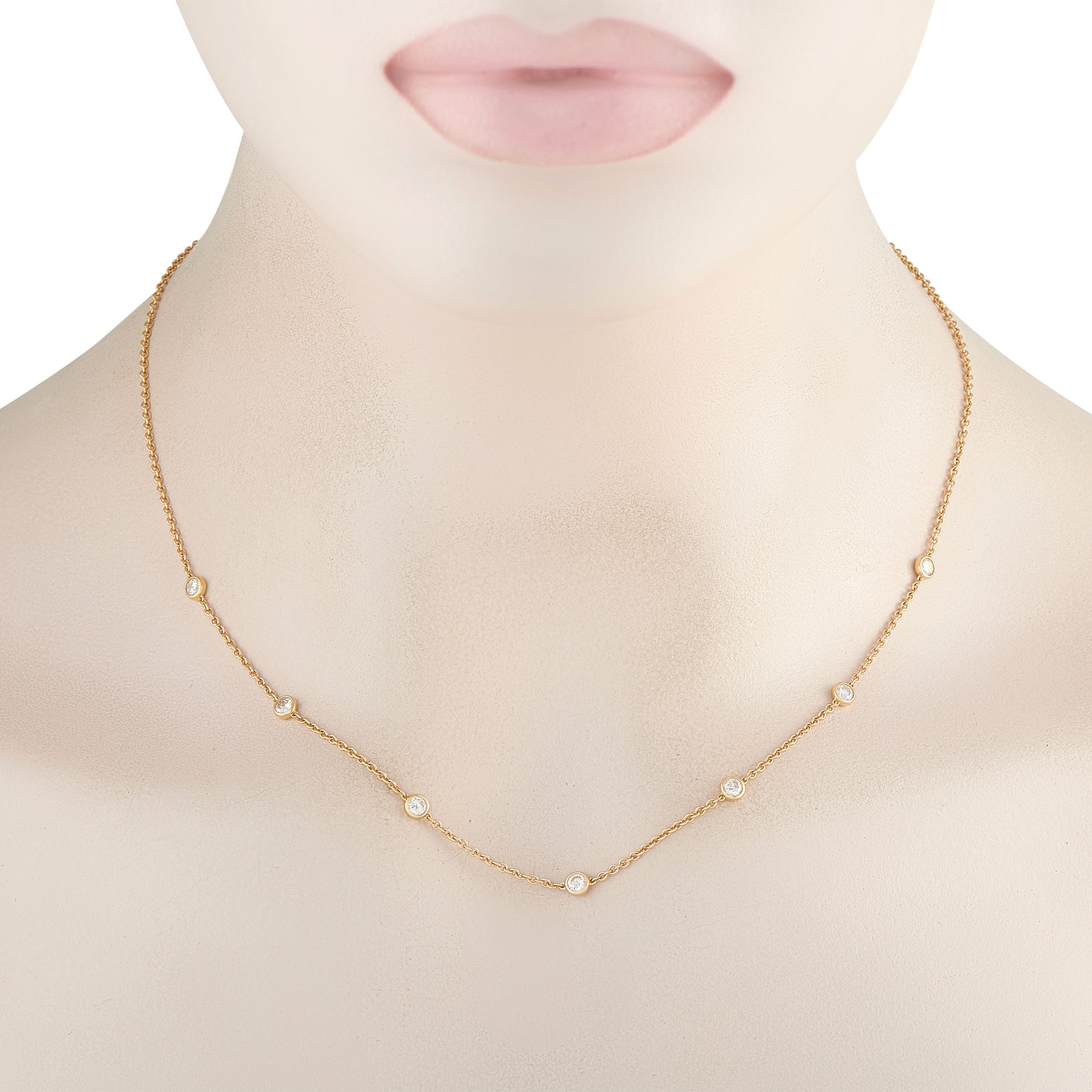 Exclusive 18K Yellow Gold 0.75ct Diamond Station Necklace