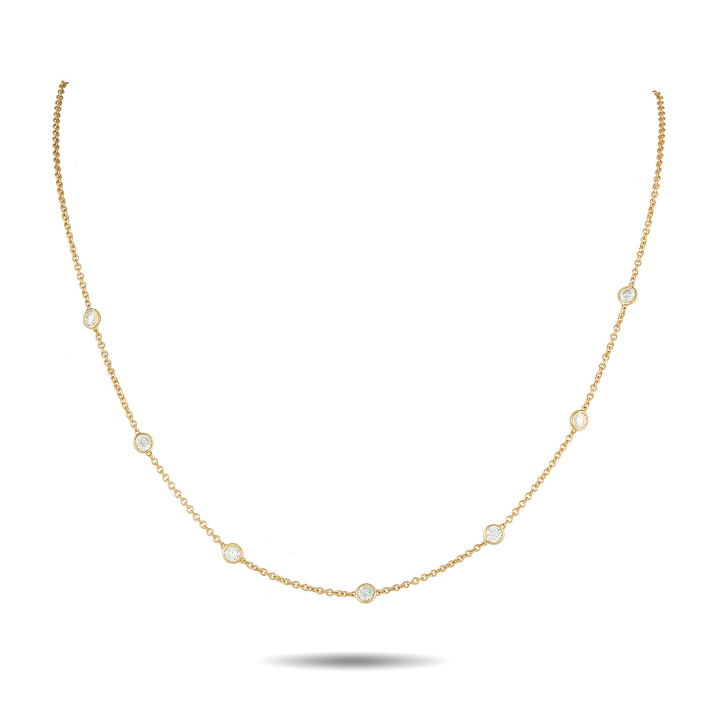 18K Yellow Gold 1.05ct Diamond Station Necklace