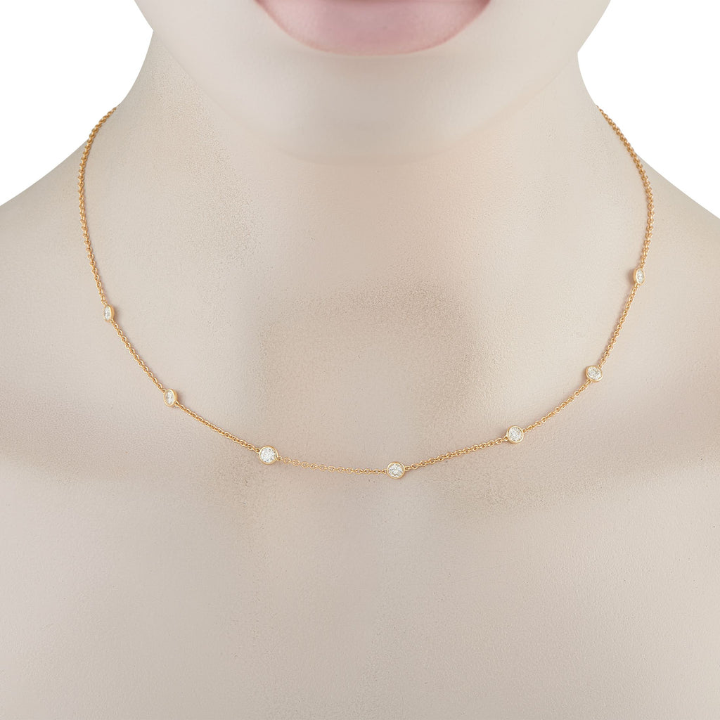 Exclusive 18K Yellow Gold 1.05ct Diamond Station Necklace