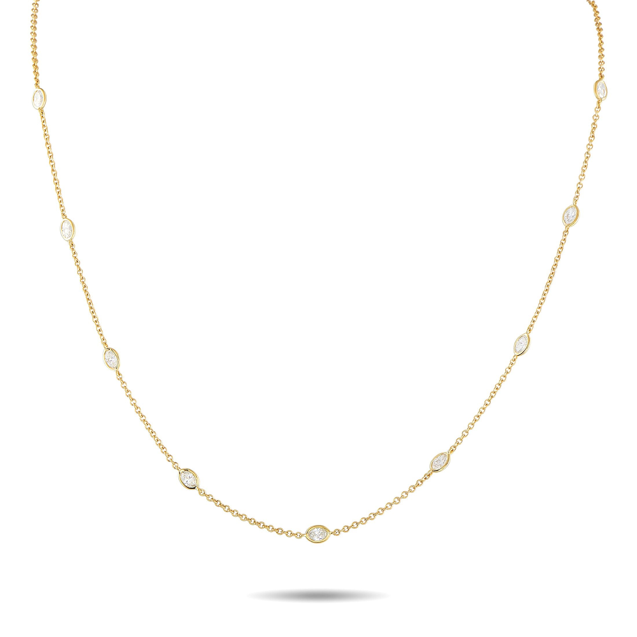Exclusive 18K Yellow Gold 1.50ct Diamond Station Necklace – This elegant Odelia necklace will never go out of style