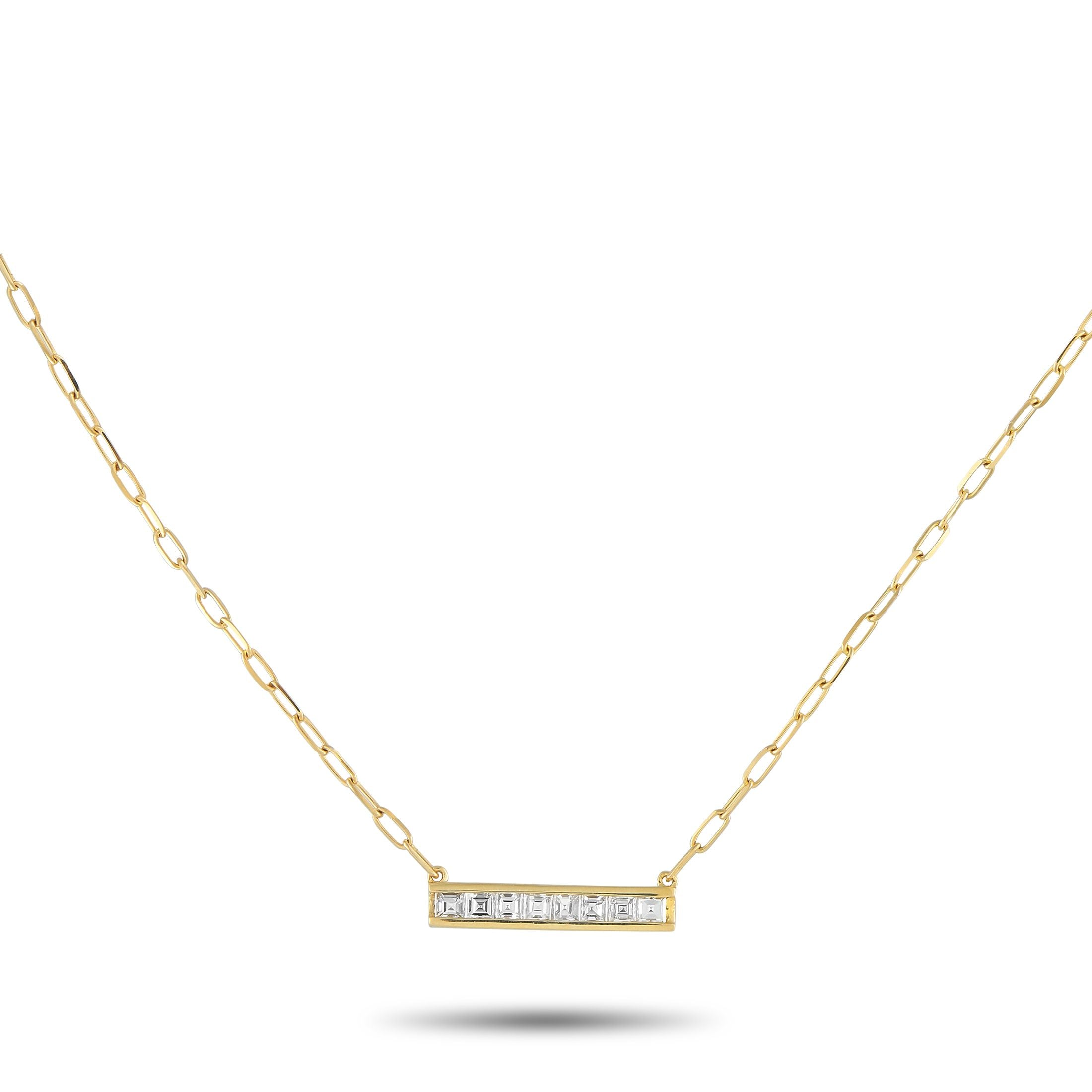 Exclusive 18K Yellow Gold 0.75ct Diamond Bar Link Necklace – This necklace is incredibly chic