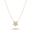 18K yellow gold flower pendant necklace with diamond-look petals on a fine chain