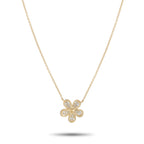 18K Yellow Gold 0.75ct Diamond Flower Necklace