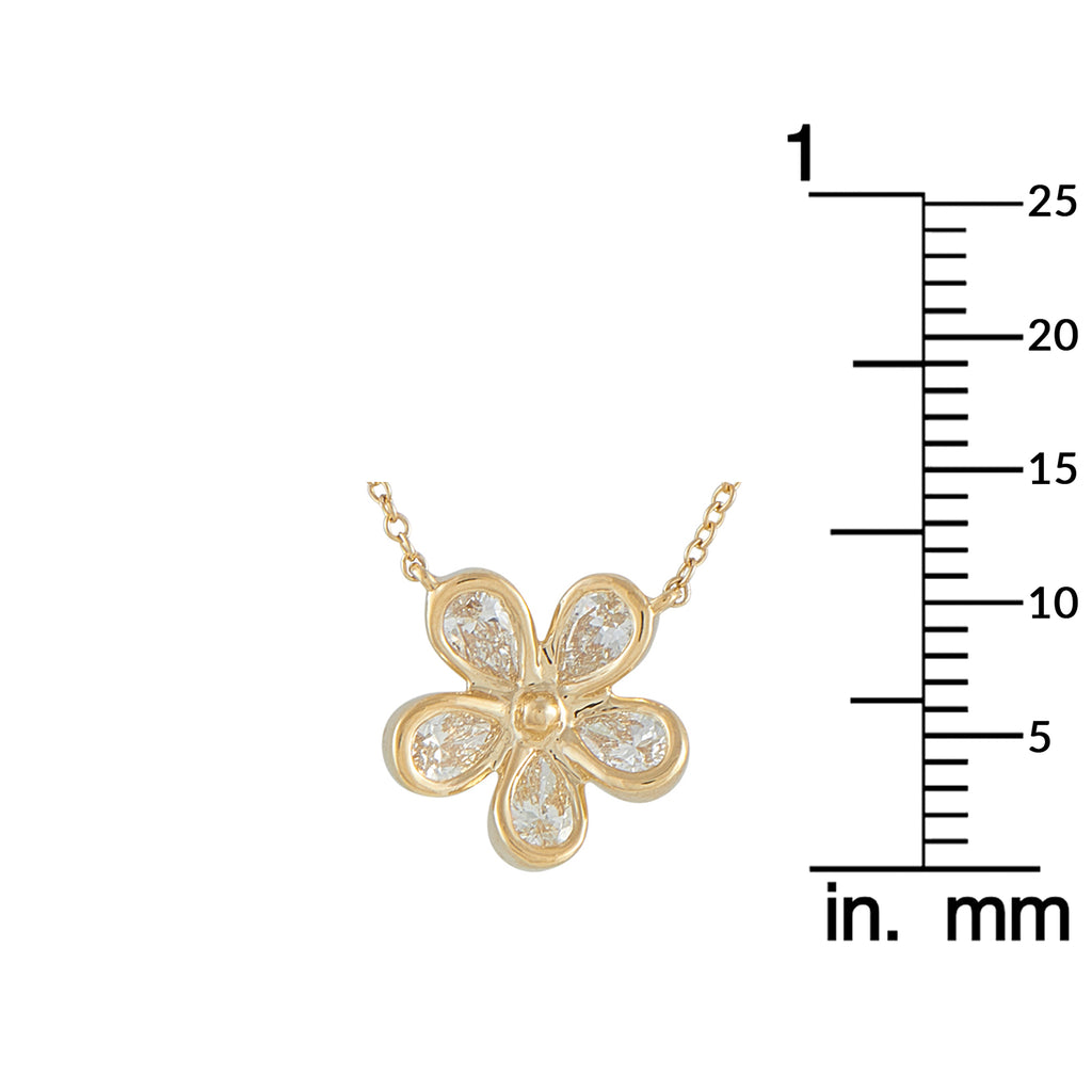 18K Yellow Gold 0.75ct Diamond Flower Necklace