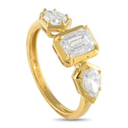 Exclusive 18K Yellow Gold 1.76 ct Diamond Geometric Three-Stone Ring ALR-19794-1-Y – This Exclusive  ring centers on a 1