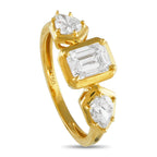 Exclusive 18K Yellow Gold 1.55ct Diamond Geometric Three-Stone Ring ALR-19794-Y – This Exclusive  three-stone ring in yellow 