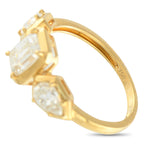 Exclusive 18K Yellow Gold 1.55ct Diamond Geometric Three-Stone Ring