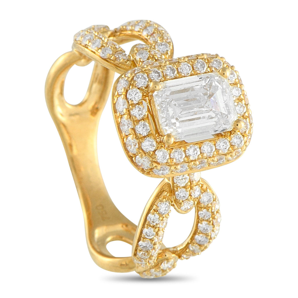 Exclusive 18K Yellow Gold 1.80ct Diamond Oval Link Ring ALR-20066-Y – This Exclusive  ring in 18K yellow gold commands attent