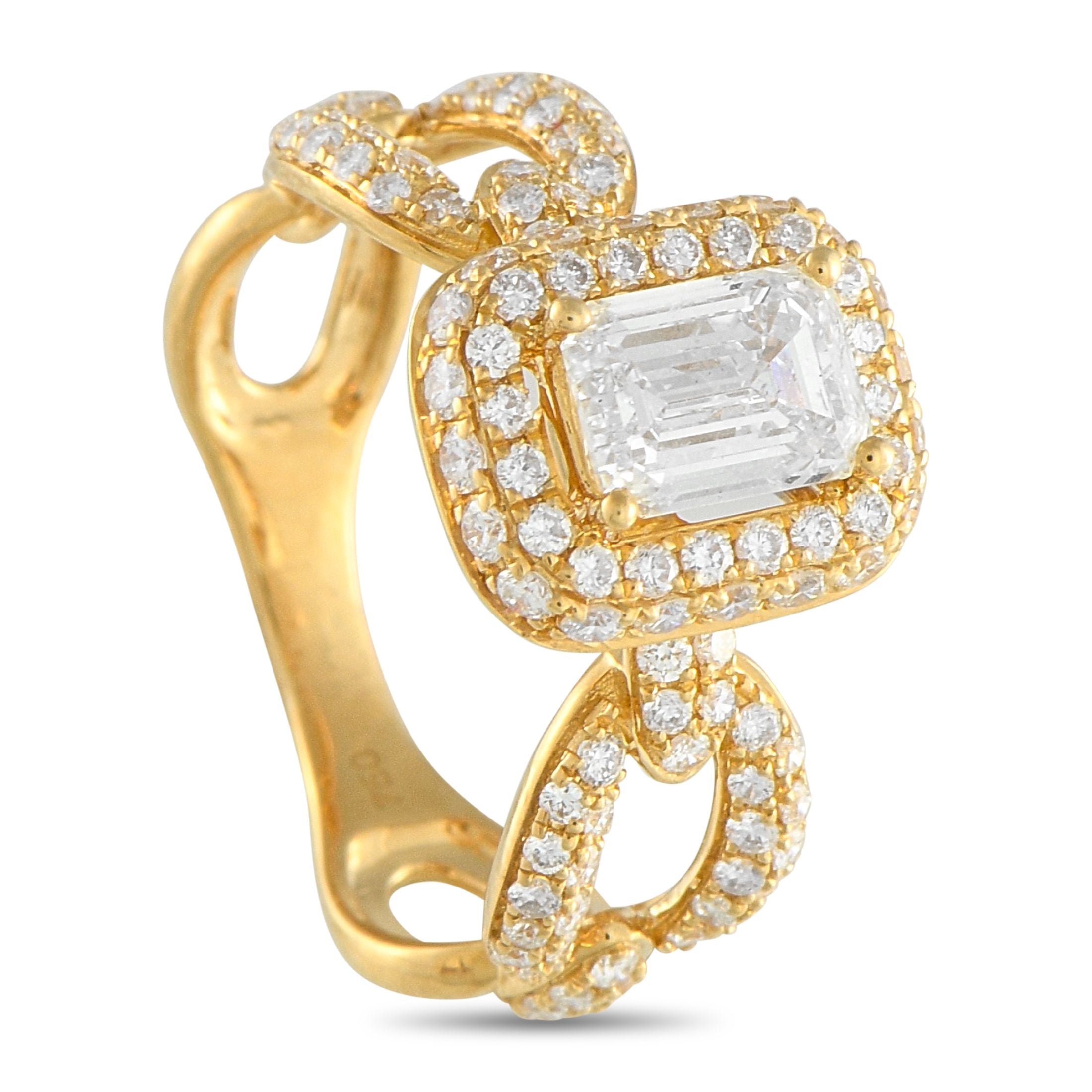 Exclusive 18K Yellow Gold 1.80ct Diamond Oval Link Ring ALR-20066-Y – This Exclusive  ring in 18K yellow gold commands attent