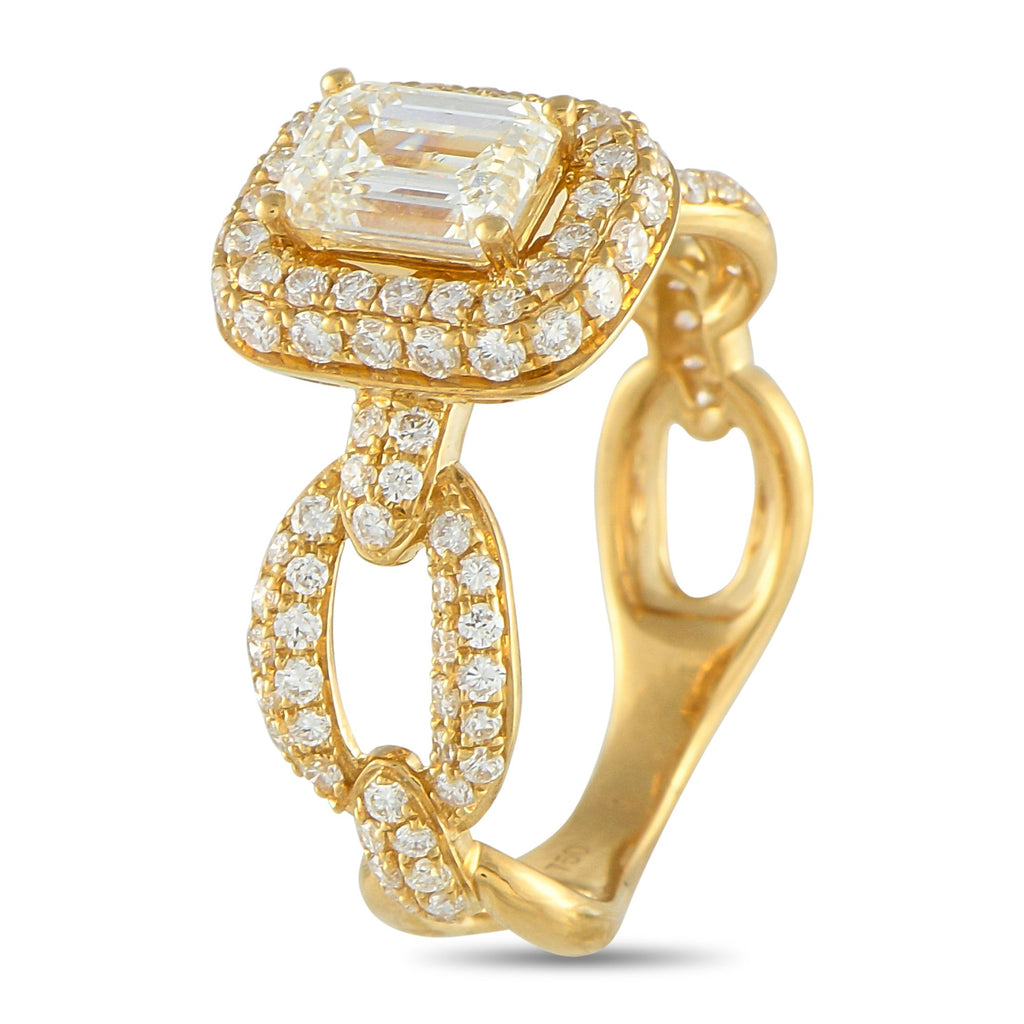 Exclusive 18K Yellow Gold 1.80ct Diamond Oval Link Ring