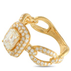 Exclusive 18K Yellow Gold 1.80ct Diamond Oval Link Ring