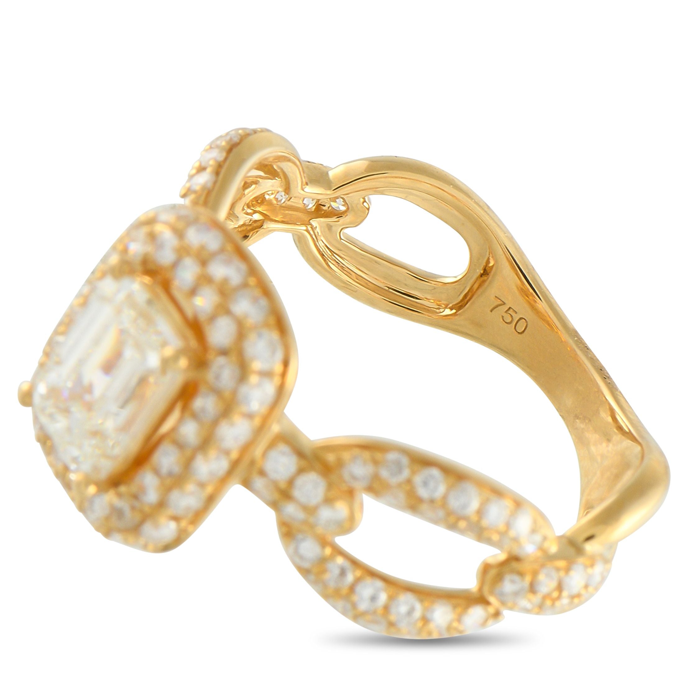 Exclusive 18K Yellow Gold 1.80ct Diamond Oval Link Ring