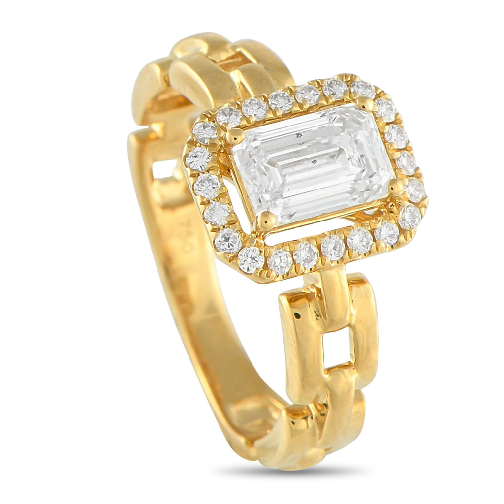 Exclusive 18K Yellow Gold 1.25ct Diamond Square Link Ring ALR-20066-Y – This Exclusive  yellow gold ring features a band of o