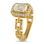 Exclusive 18K Yellow Gold 1.25ct Diamond Square Link Ring