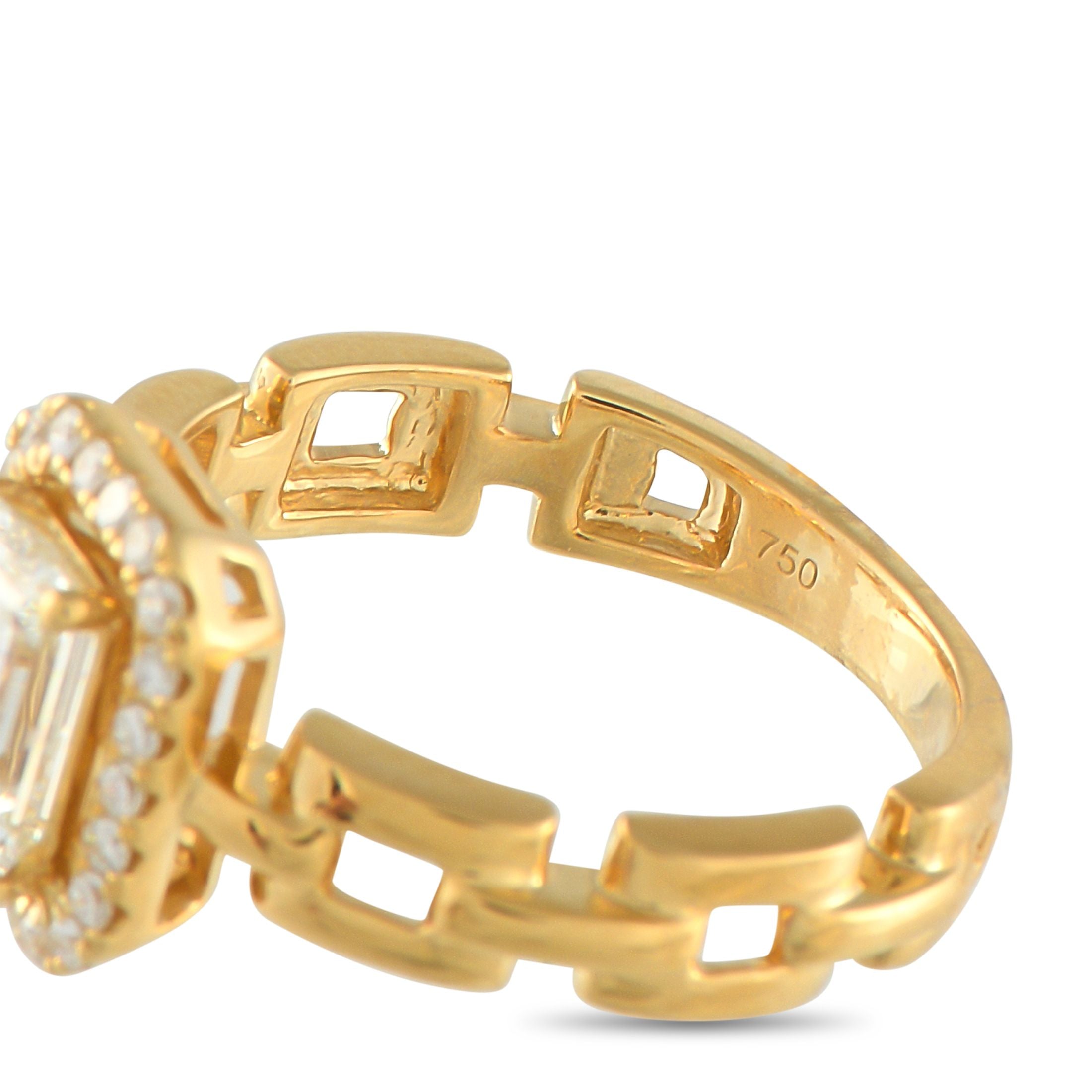 Exclusive 18K Yellow Gold 1.25ct Diamond Square Link Ring