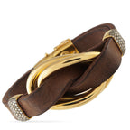 OROMALIA SALVATORE BARBERI18K Yellow Gold 1.43ct Diamond Leather Bracelet – This impeccably crafted Oromalia Salvatore Barber