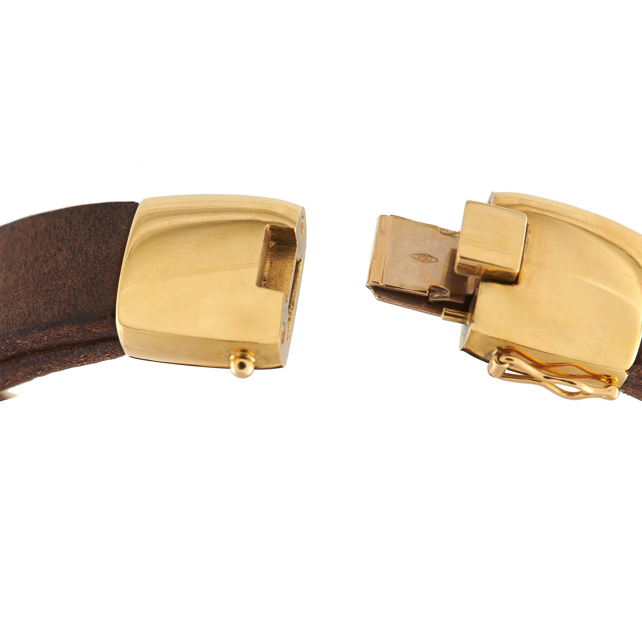 OROMALIA SALVATORE BARBERI 18K Yellow Gold 1.43ct Diamond Leather Bracelet