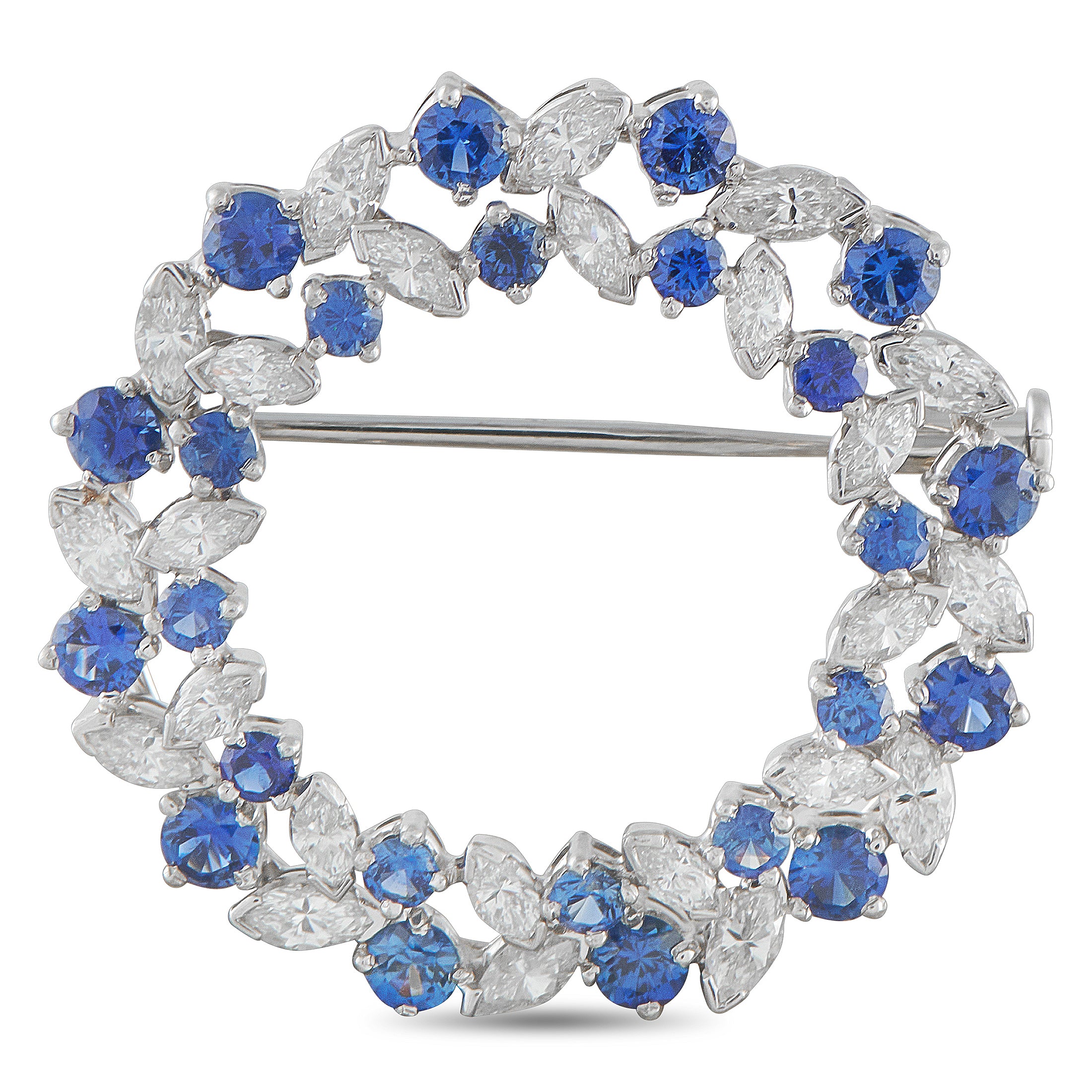 Oscar HeymanPlatinum 1.70ct Diamond and Sapphire Circle Brooch