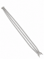 Three-row diamond tennis bracelet with white gold setting and end clasp.