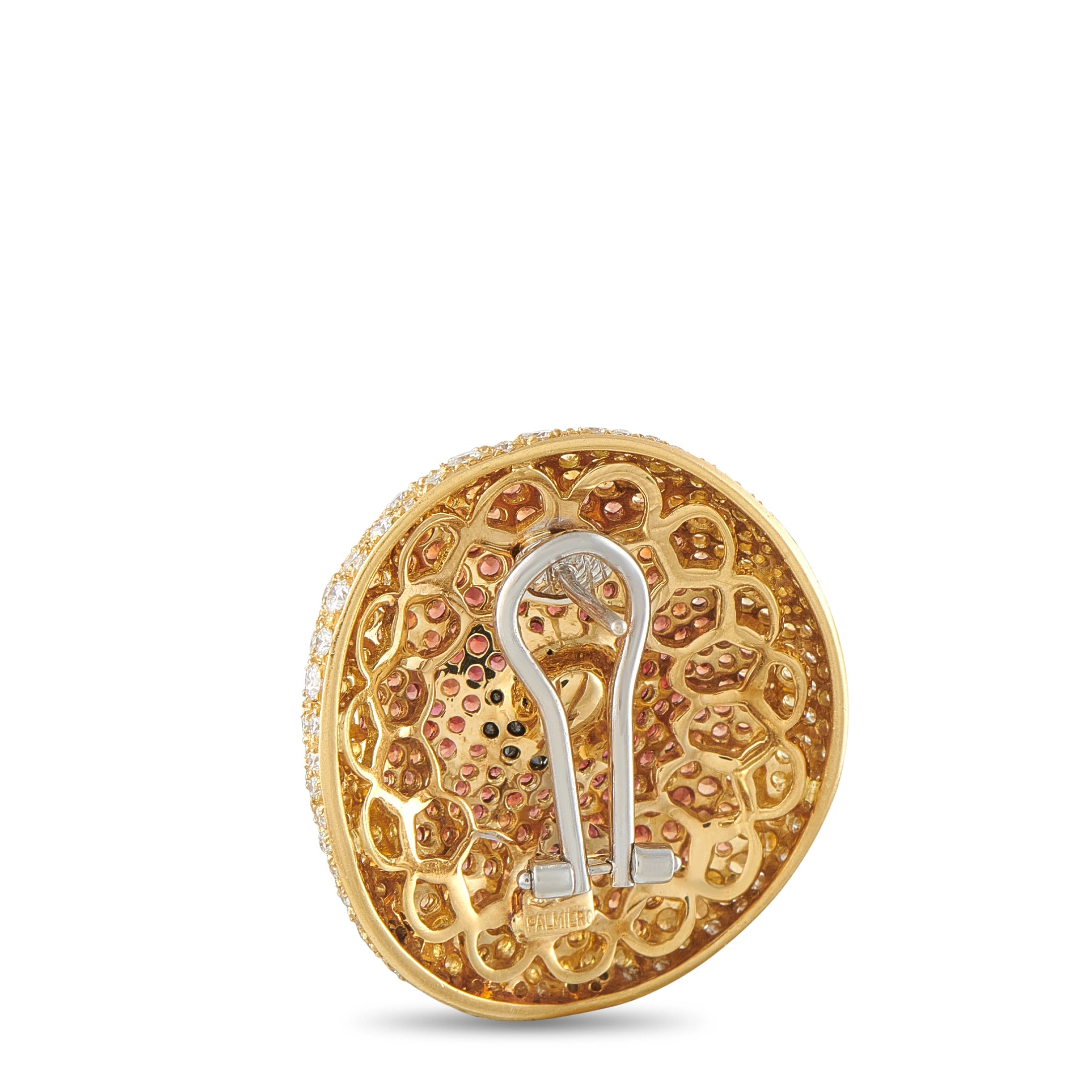 Palmiero 18K Yellow Gold 2.90ct Diamond and Sapphire Clip-On Earrings
