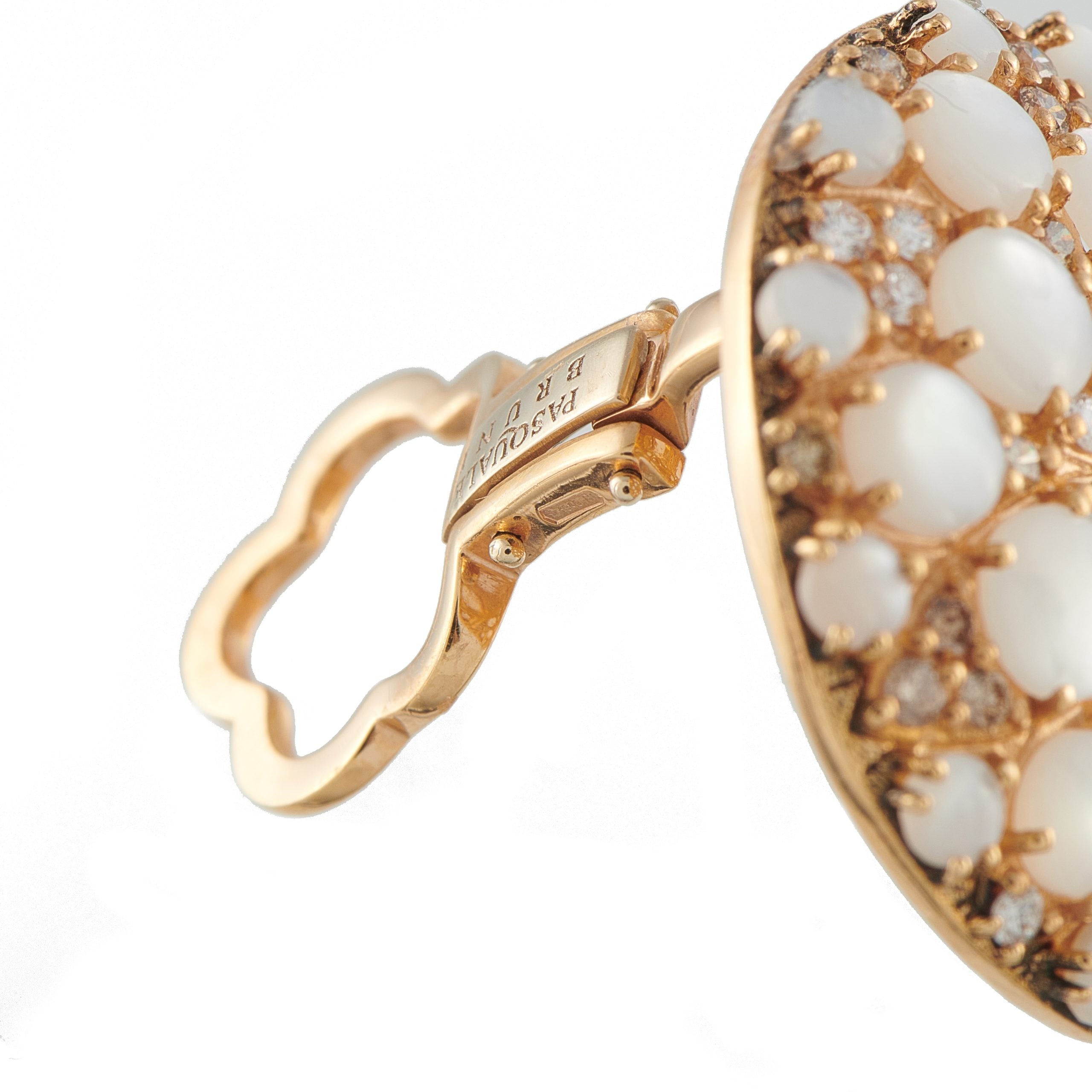 Pasquale Bruni18K Rose Gold 1.85ct Diamond and Mother of Pearl Clip-On Earrings