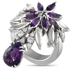 Pasquale Bruni18K White Gold 0.45ct Diamond and Amethyst Ring PB08-050225 – A dramatic design makes this Pasquale Bruni ring 