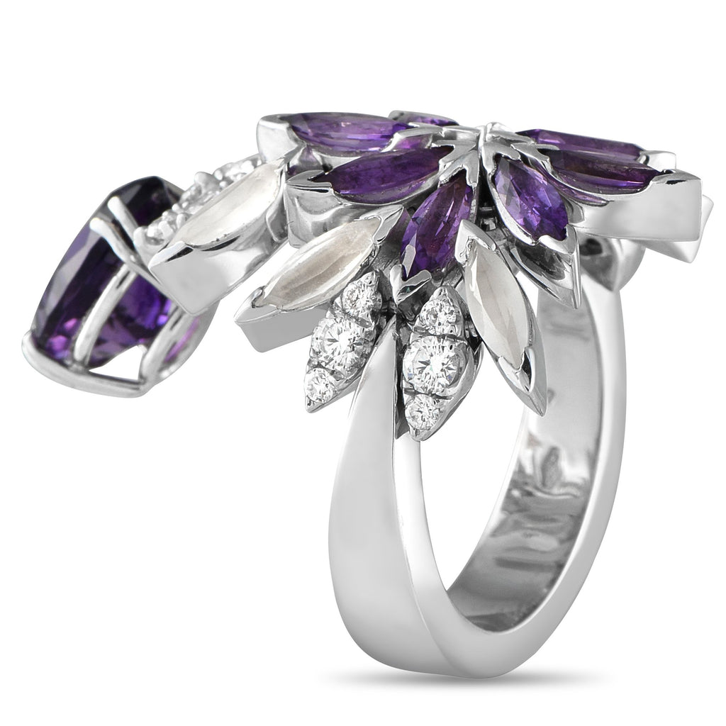 Pasquale Bruni 18K White Gold 0.45ct Diamond and Amethyst Ring