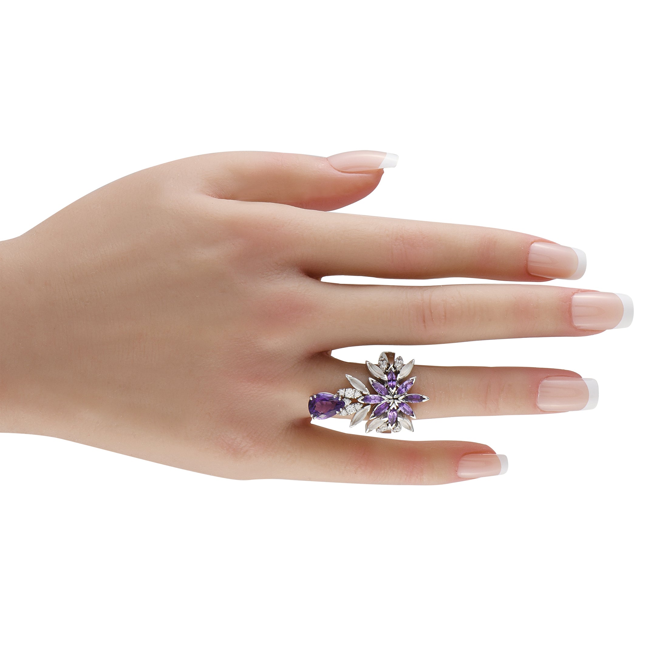 Pasquale Bruni 18K White Gold 0.45ct Diamond and Amethyst Ring