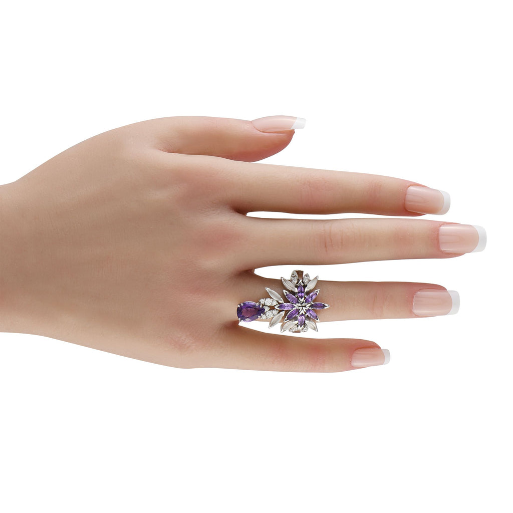 Pasquale Bruni 18K White Gold 0.45ct Diamond and Amethyst Ring