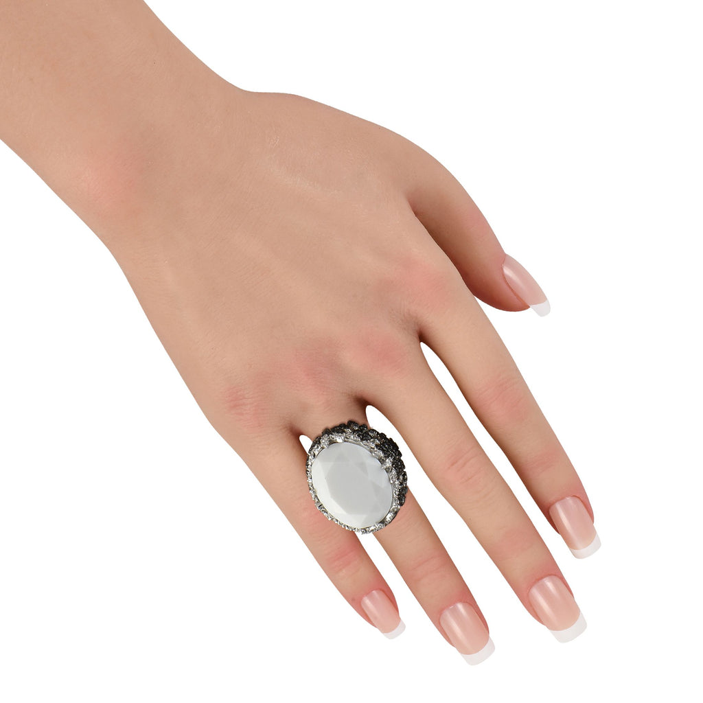 Pasquale Bruni 18K White Gold 5.01ct Diamond and Agate Ring