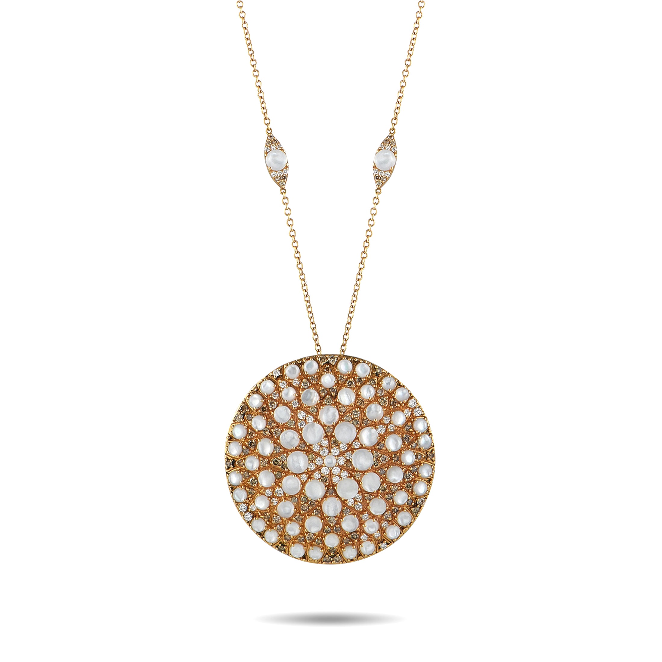 Pasquale Bruni 18K Yellow Gold 3.65ct Diamond and Mother of Pearl Necklace – This Pasquale Bruni necklace will continually ca