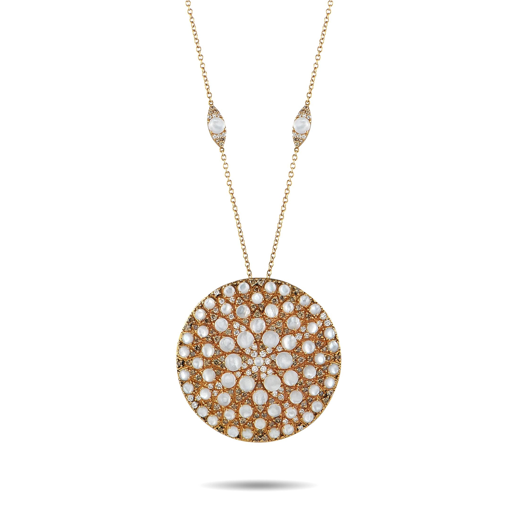 Pasquale Bruni18K Yellow Gold 3.65ct Diamond and Mother of Pearl Necklace PB14-050225 – This Pasquale Bruni necklace will con