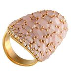 Pasquale BruniLakshmi Gardens 18K Yellow Gold 0.78ct Diamond and Pink Quartz Ring